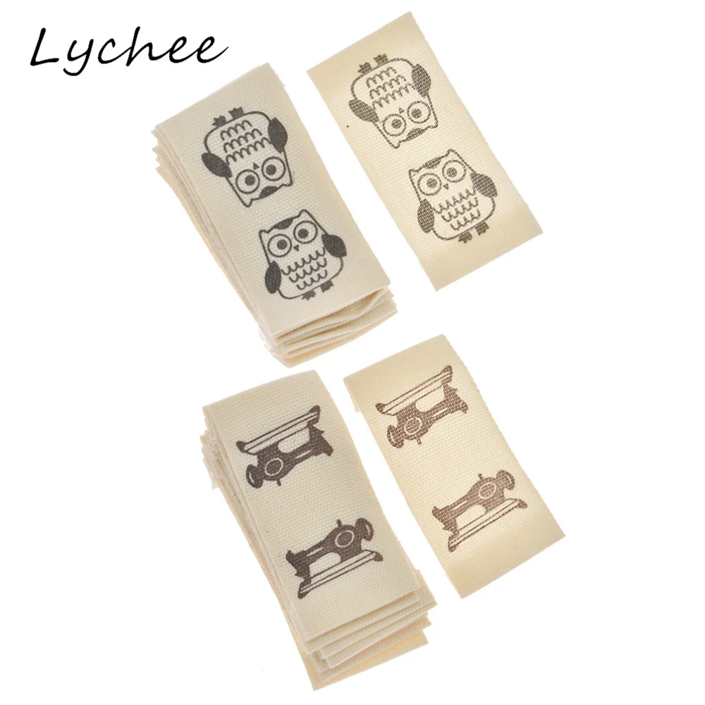 Lychee 10 шт. стирающиеся тканевые этикетки с рисунком мультяшной совы для швейной
