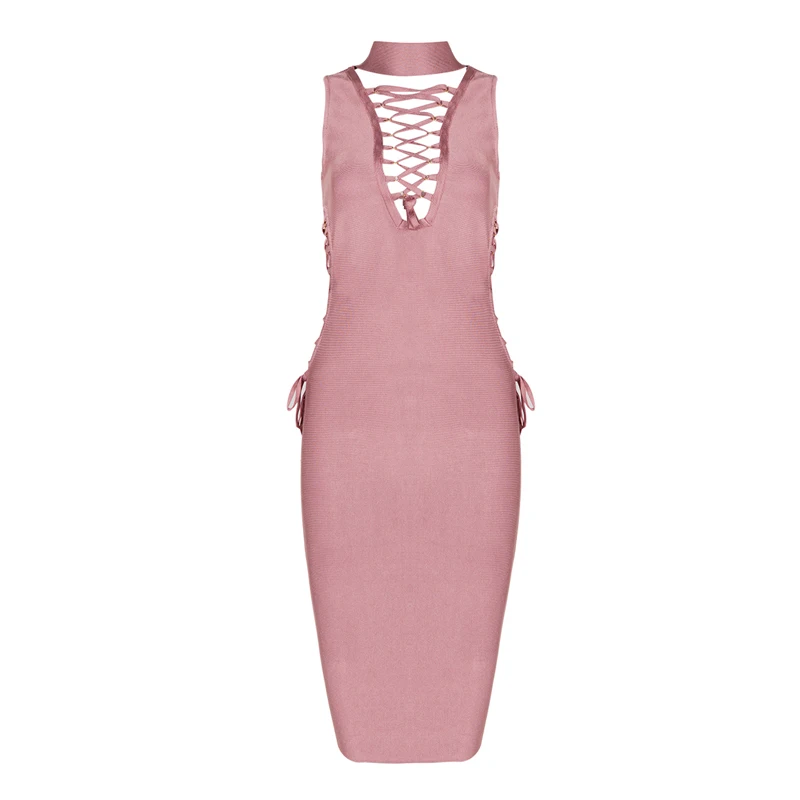 INDRESSME 2019 Sey женское платье на шнуровке с глубоким V образным вырезом Бандажное