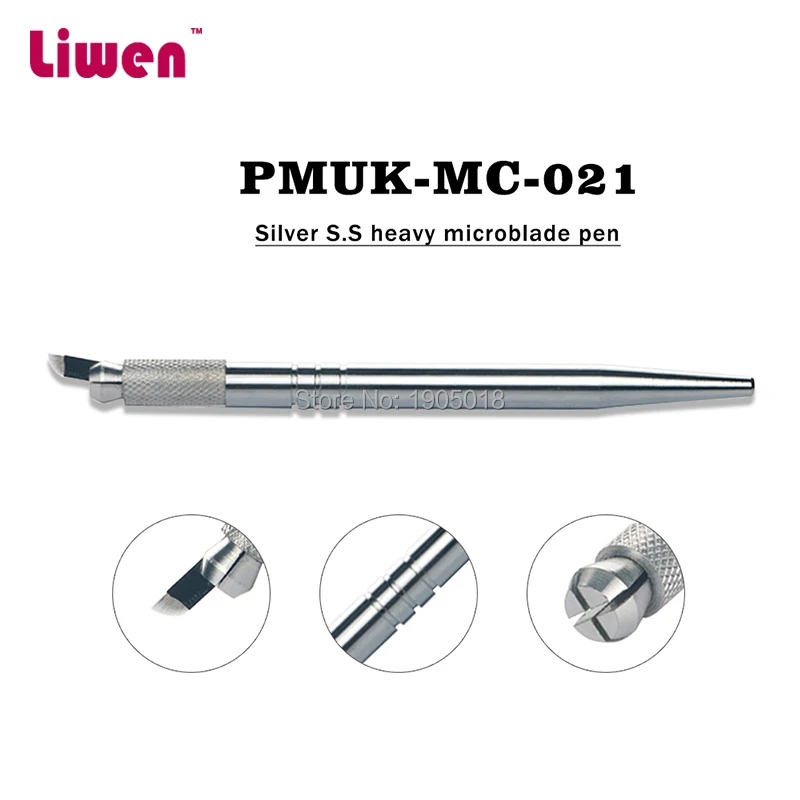 

High quality 50pcs permanent makeup tattoo machine Heavy Stainless Steel 3D embroidery manual microblading pens 10pcs free blade