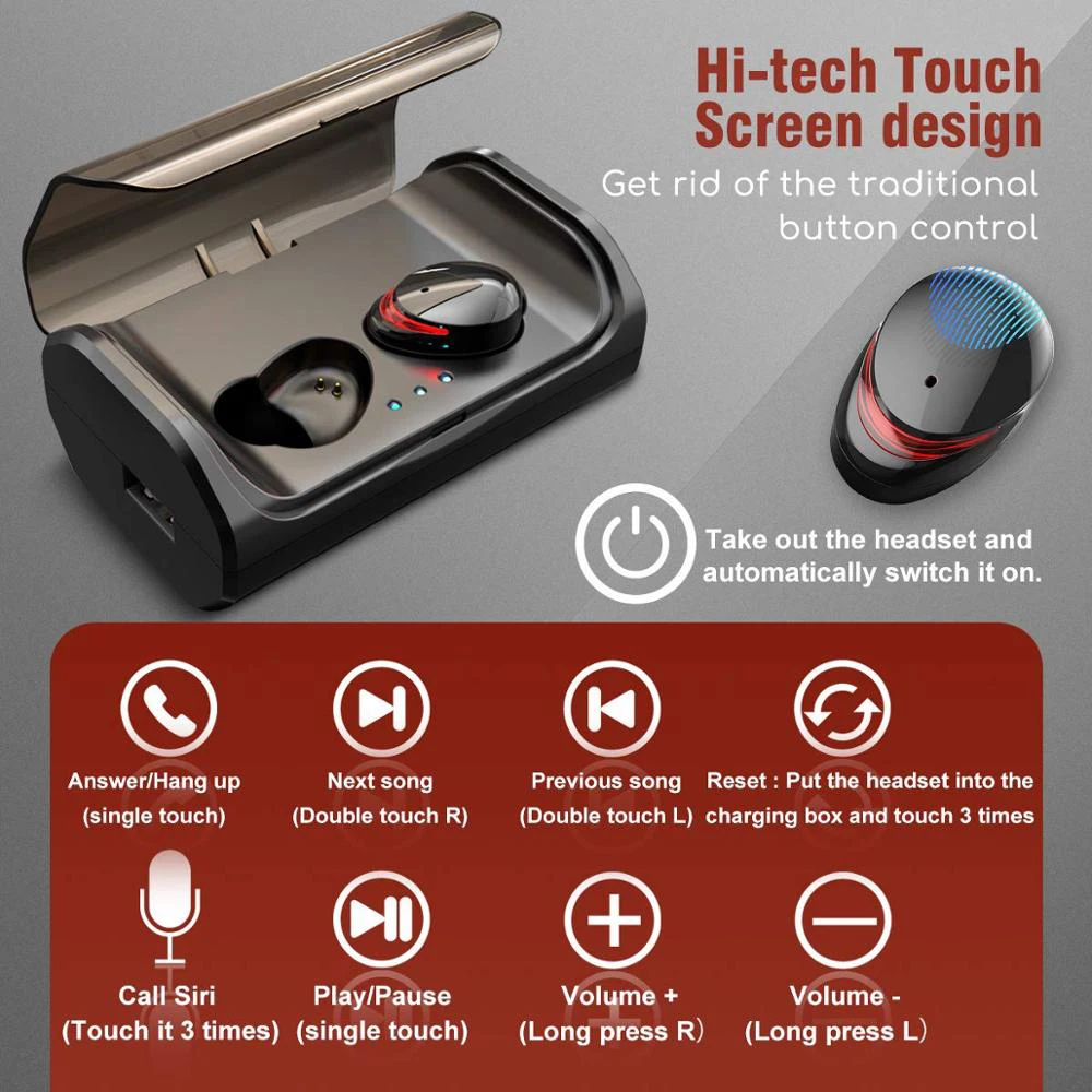 TWS Touch Control Earbuds Wireless Earphone Headphones Bluetooth Deep Bass IPX6 Waterproof Sports Headset VS i10 i12 i3 | Электроника