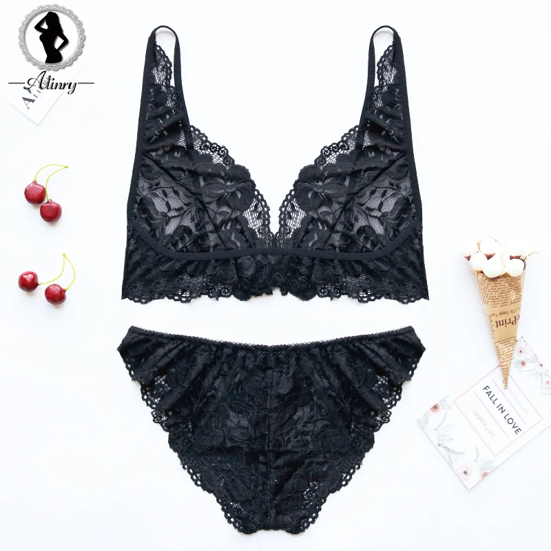 ALINRY бюстгальтер трусики Комплект пикантные кружево Прозрачный bralette белье для