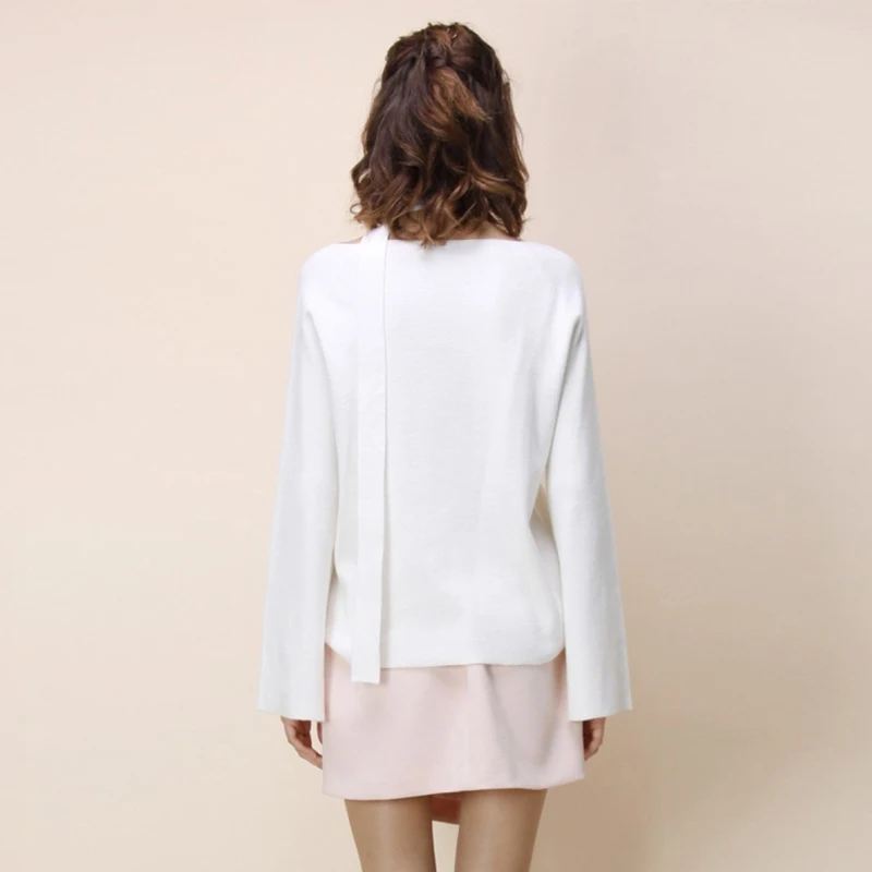 Richlulu Women Knitted Sweaters Flare Sleeve Soft Warm Female Jumper Elegant Pullovers Belt Casual Lady Autumn Winter Tops | Женская