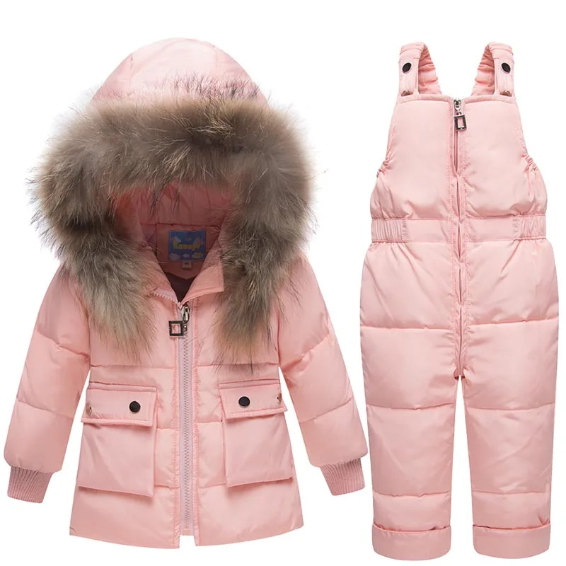 Kids Clothes Snowsuit 2018 Winter Baby Boys Girls Ski Suit Children Duck Down Clothing Set Warm Jacket + Pants Overalls | Детская одежда