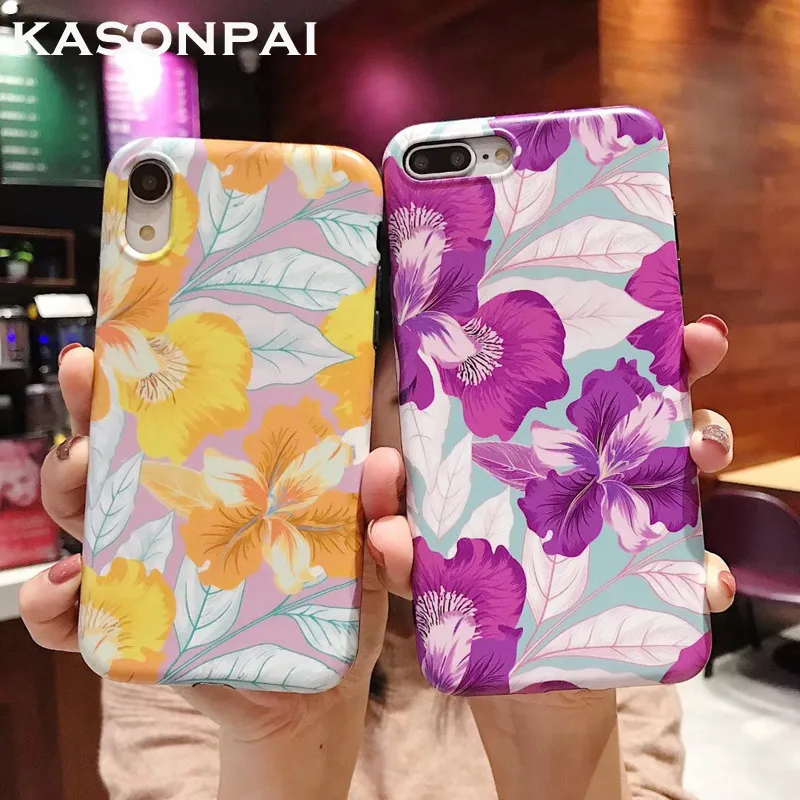 Красивые чехлы для телефонов с цветами iPhone 6 6S 7 8 Plus Матовая Мягкая задняя крышка