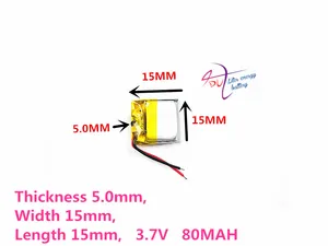 Лучший бренд аккумуляторов 3,7 В полимерный литиевый аккумулятор 501515 80 мАч bluetooth-гарнитура маленькая игрушка беспроводная гарнитура 80 мАч