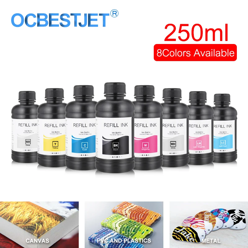 250 мл Светодиодный УФ чернила для DX4 DX5 DX6 DX7 печатающая головка для Epson 1390 L800 L805 R1800 R1900 4800 4880 7800 7880 9880 УФ изменения принтер