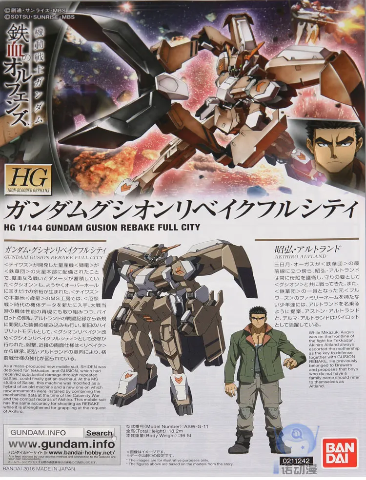 Оригинальная модель HG 1/144 Gundam GUSION REBAKE FULL CITY Mobile Suit Gundam железнокровные сироты детские игрушки