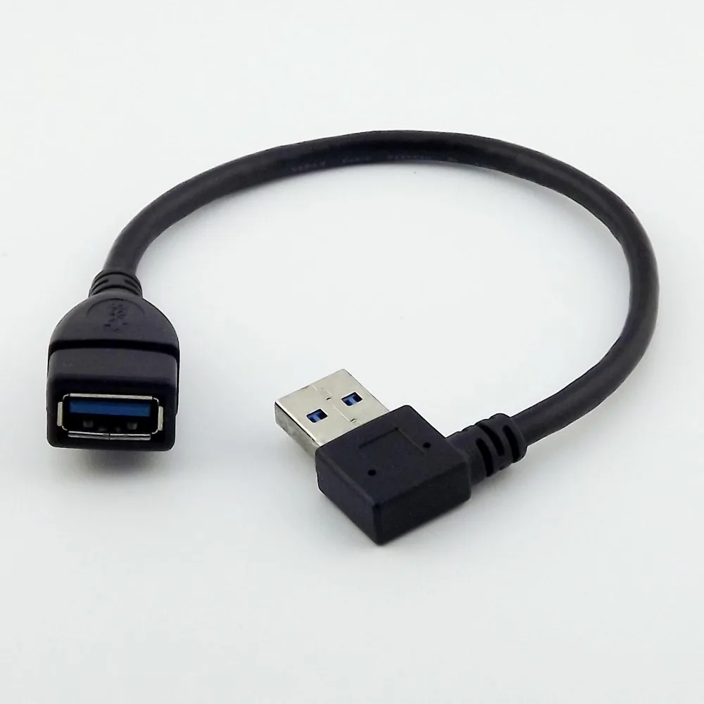 

10pcs USB 3.0 Type A Male Left Angled to USB 3.0 A Female Data Extension Adapter Cable 24cm
