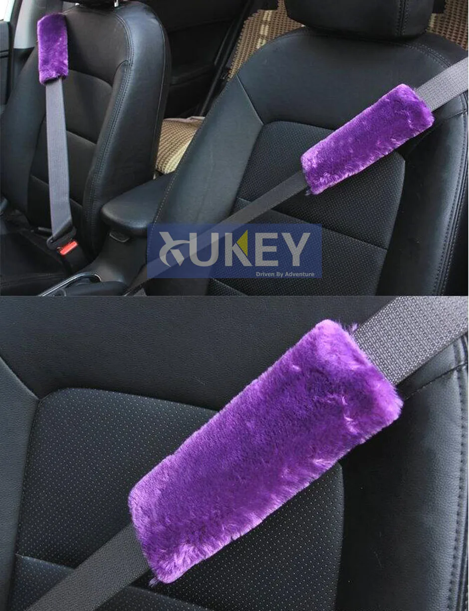 XUKEY из искусственной овчины, шерсти, меха, Авто Ремень безопасности, подплечники, чехол, зимний пушистый жгут, ремни безопасности, чехлы для сидений, стиль автомобиля, розовый