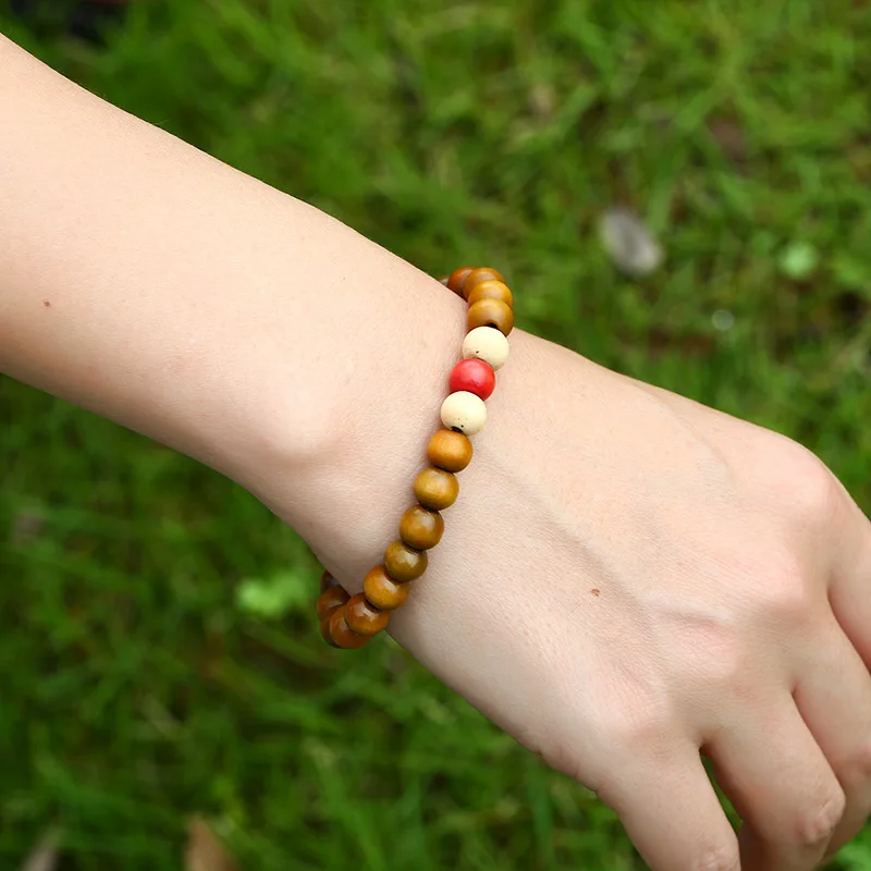 Женский браслет деревянный Будды браслеты из бисера для йоги медный деревянные