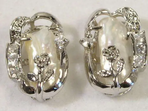 3 варианта красивых культивированных белых/розовых/черных жемчужных серьги