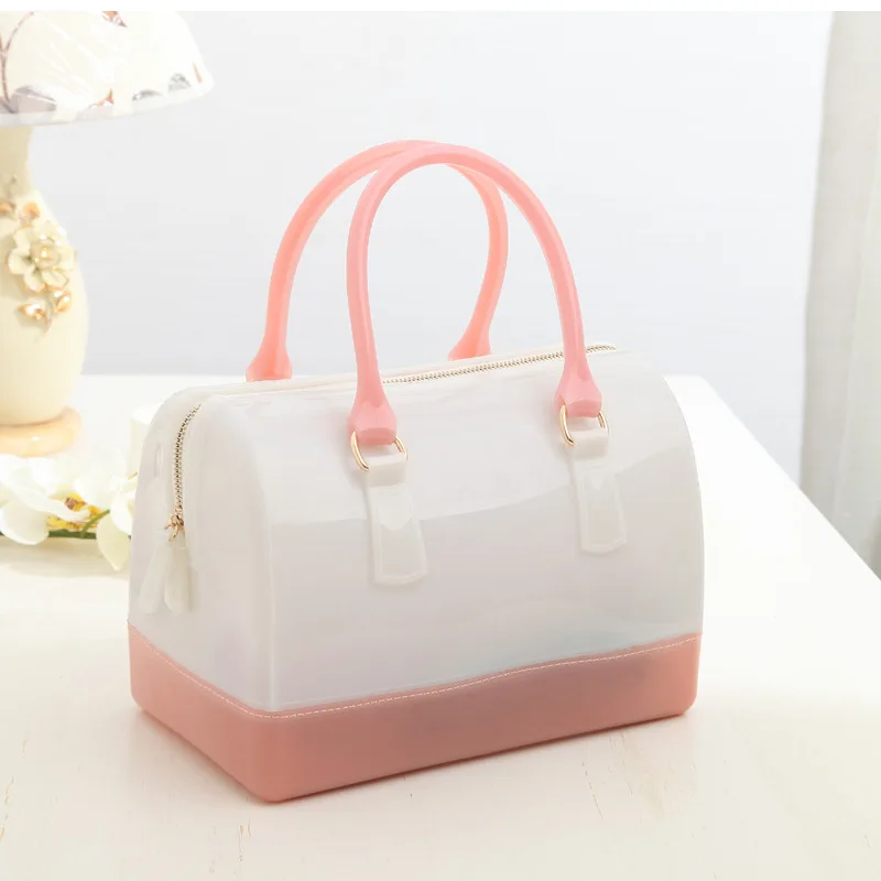 white pink Новое поступление, женские сумки, кожа, новинка, желе, конфета, подушка, верх, сумочка, цветные, прозрачные, Jell-O, кошельки и сумки, подарки - Цвет: white pink