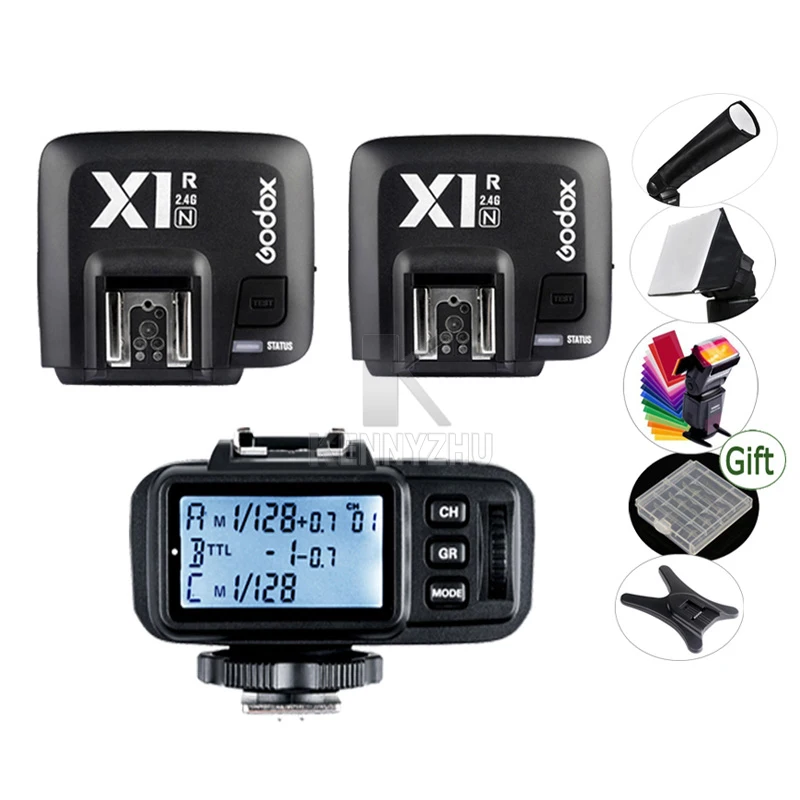 Godox X1N передатчик + 2x приемник 2 4G i TTL HSS беспроводной триггер вспышки для Nikon D810 D800 D3X