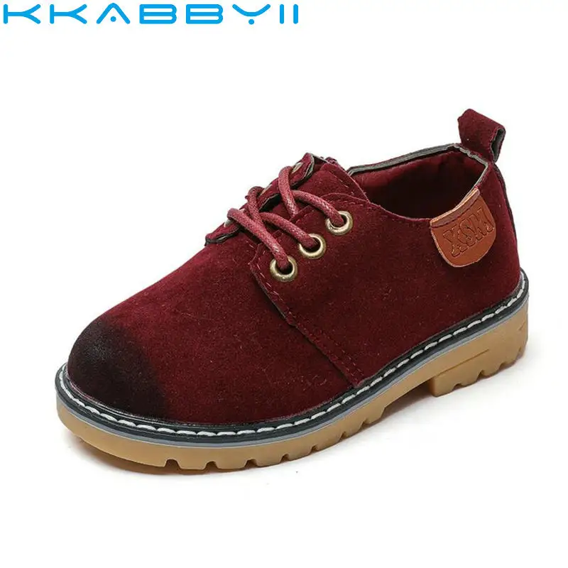 KKABBYII/детская обувь; кроссовки для мальчиков; ботинки для девочек; сезон осень-зима; однотонные Нескользящие повседневные Ботинки Martin для мальчиков; детская обувь для мальчиков - Цвет: Красный