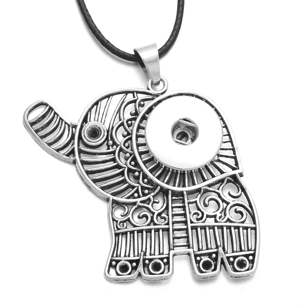 

Винтаж колье с кулоном в форме слона Металл ожерелье с кнопкой подходит 18 мм кнопки кулон ожерелья женщины защелка ювелирные изделия