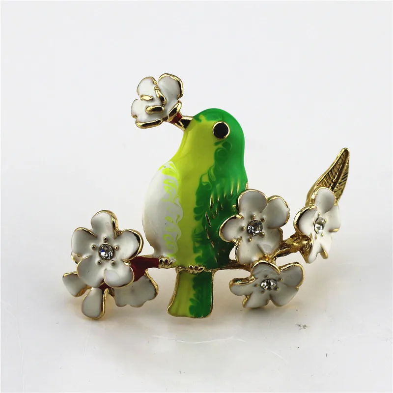 2019 Free shipping Plant bird petals branch Europe United States new temperament brooch coat drop glaze | Украшения и аксессуары