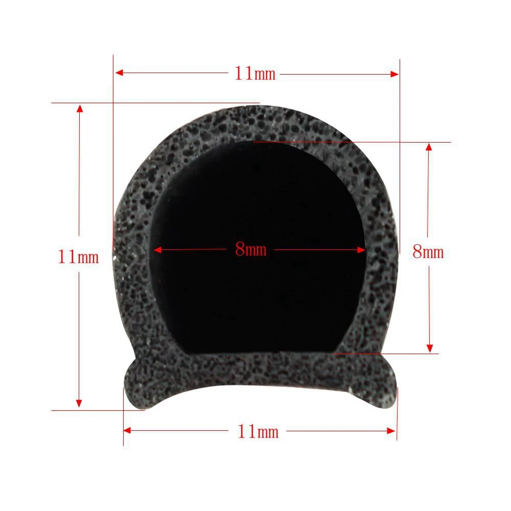 

8M Small D-type Car Sealing Strip Waterproof Trim Sound Insulation Soundproof Weatherstrip Car Door Hood Trunk Car Seal Strip