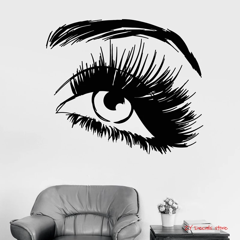 Eyes Vinyl Wall Decal Beautiful Eye Eyelashes Makeup Fashion Beauty Salon Stickers Removable Art Bedroom Living Room Decor L642