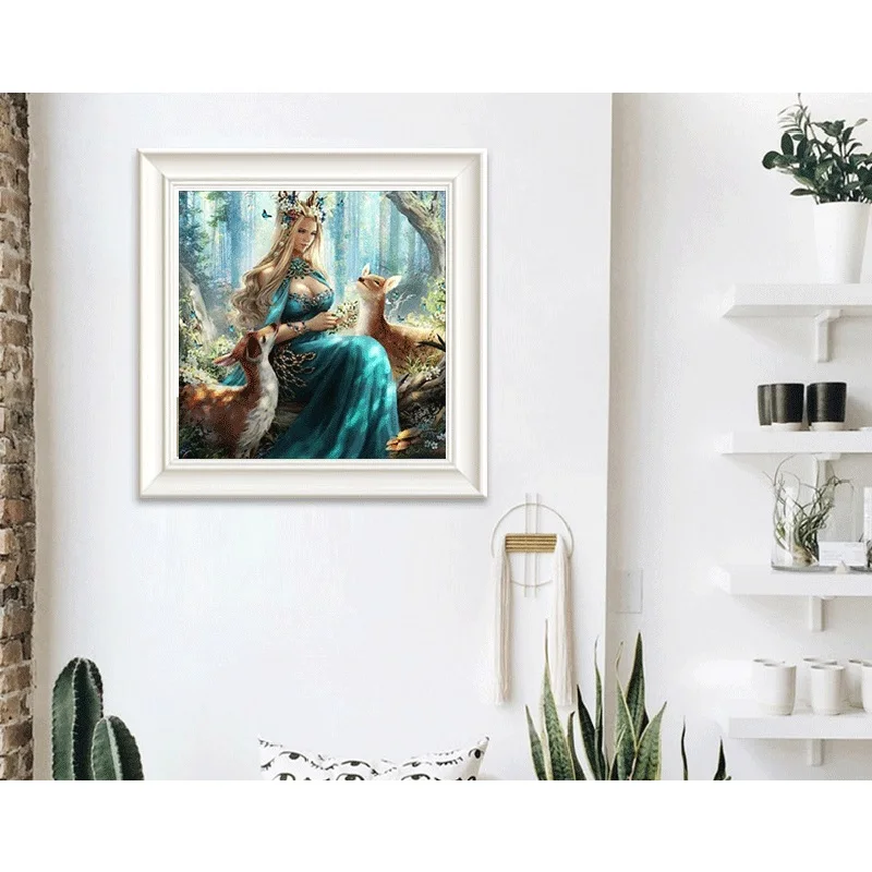 5D DIY Алмазная картина королева и олень Алмазная мозаика круглая картина из кристаллов самодельная вышивка крестиком Мозаика подарок