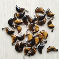2019 fashion top quality natural stone tiger eye crescent moon charms pendants for jewelry making wholesale 50pcslot free