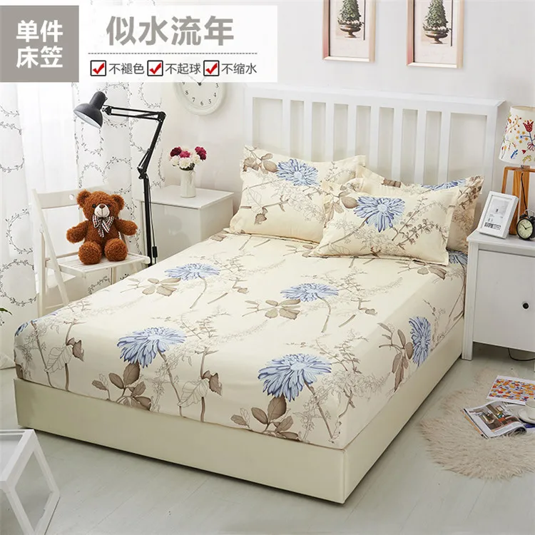 Cotton Fitted Sheet Twin Double King Size Bed Sheet with Elastic Color Geometric Fitted Sheet Sets Pillowcase Duvet Cover19 - Цвет: 21