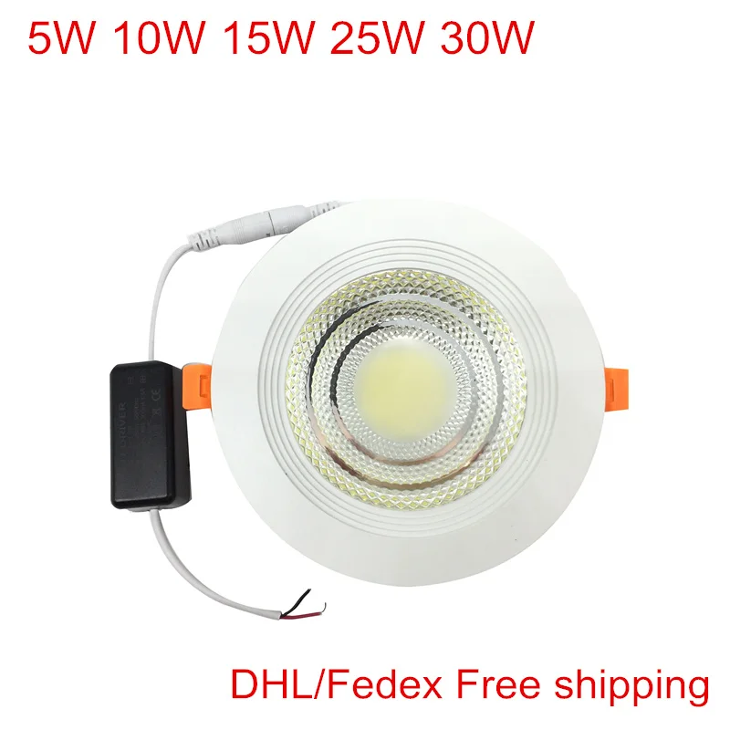 

10pcs/lot,DHL/Fedex Free shipping,10W 15W 25W 30W Ultra Bright Recessed LED Ceiling Panel light 110V/220V LED Indoor Downlight