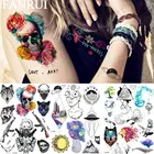 FANRUI череп смерти Роза гангста Временные татуировки плохой Женщины AK47 пистолет искусственная Татуировка наклейка переводная рука шеи НЛО искусственная татуировка