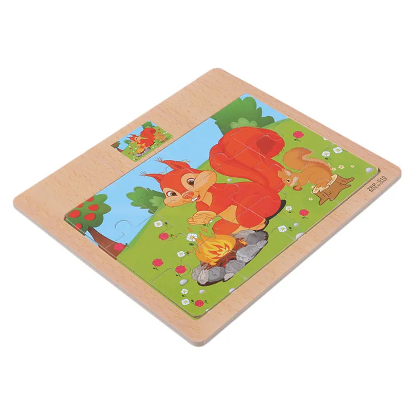 

Baby 12Pcs Cartoon Jigsaw Puzzle Wooden Toys Animal/Vehicle/Motorcycle Have Reference Photo Kids Educational Learning Gift