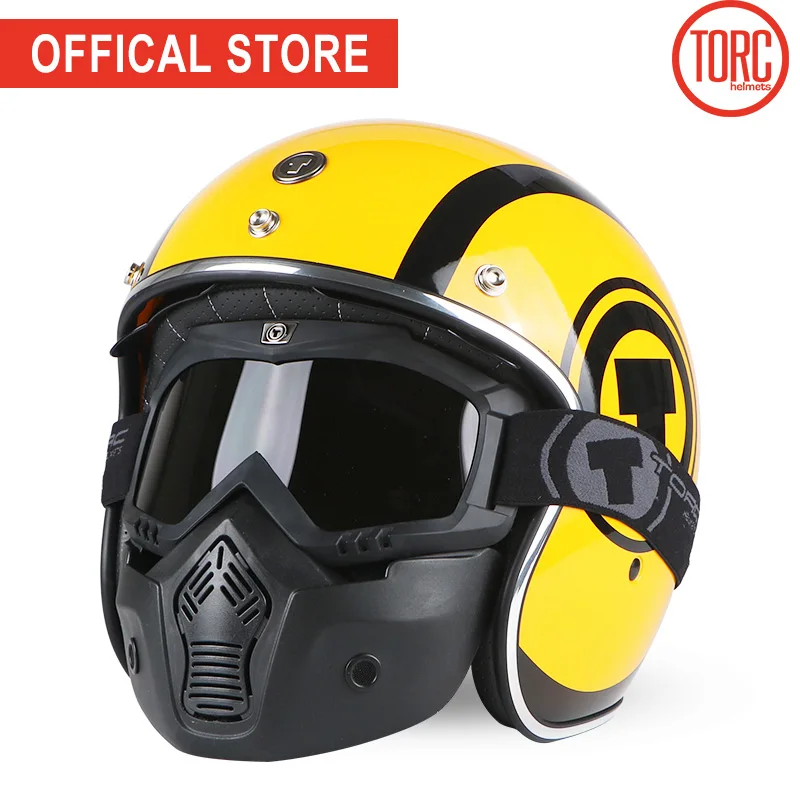 Мотоциклетный шлем с Bluetooth винтажный открытый 3/4 внутренний козырек для