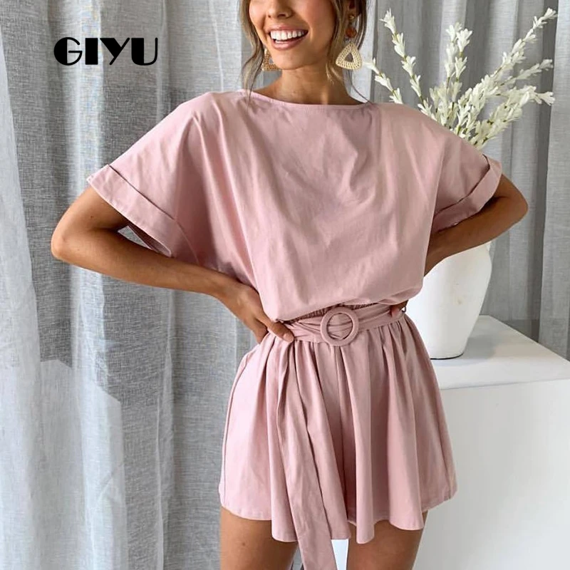 GIYU летние шорты с длинным рукавом костюмы для подвижных игр свободного кроя