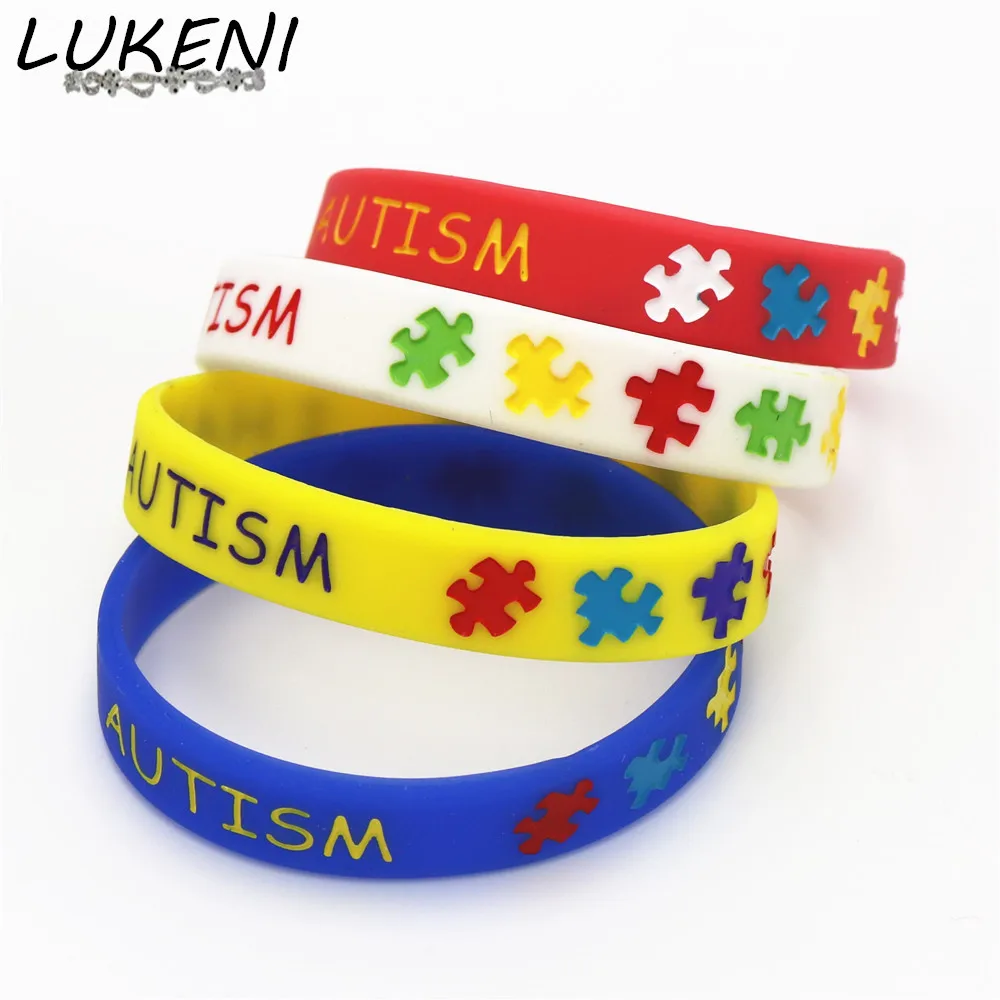 

4PCS I Have Autism Puzzle Silicone Bracelets&Bangles Daily Reminder Colourful Wristbands in Kids Size Multicolor BraceletsSH086