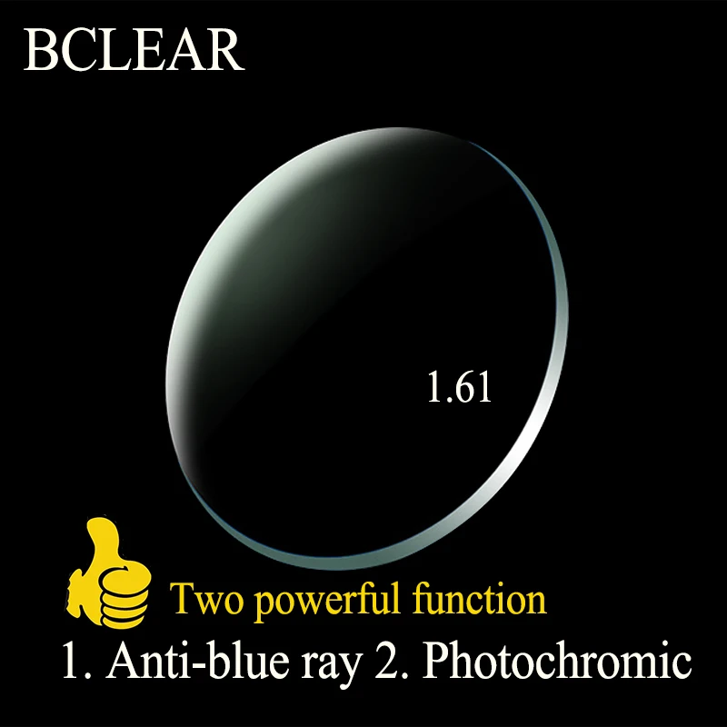 

BCLEAR 1.61 Index Aspheric Anti-blue Ray Lenses Transitions Photochromic Lenses Single Vision Lens Chameleon Gray Brown Myopia