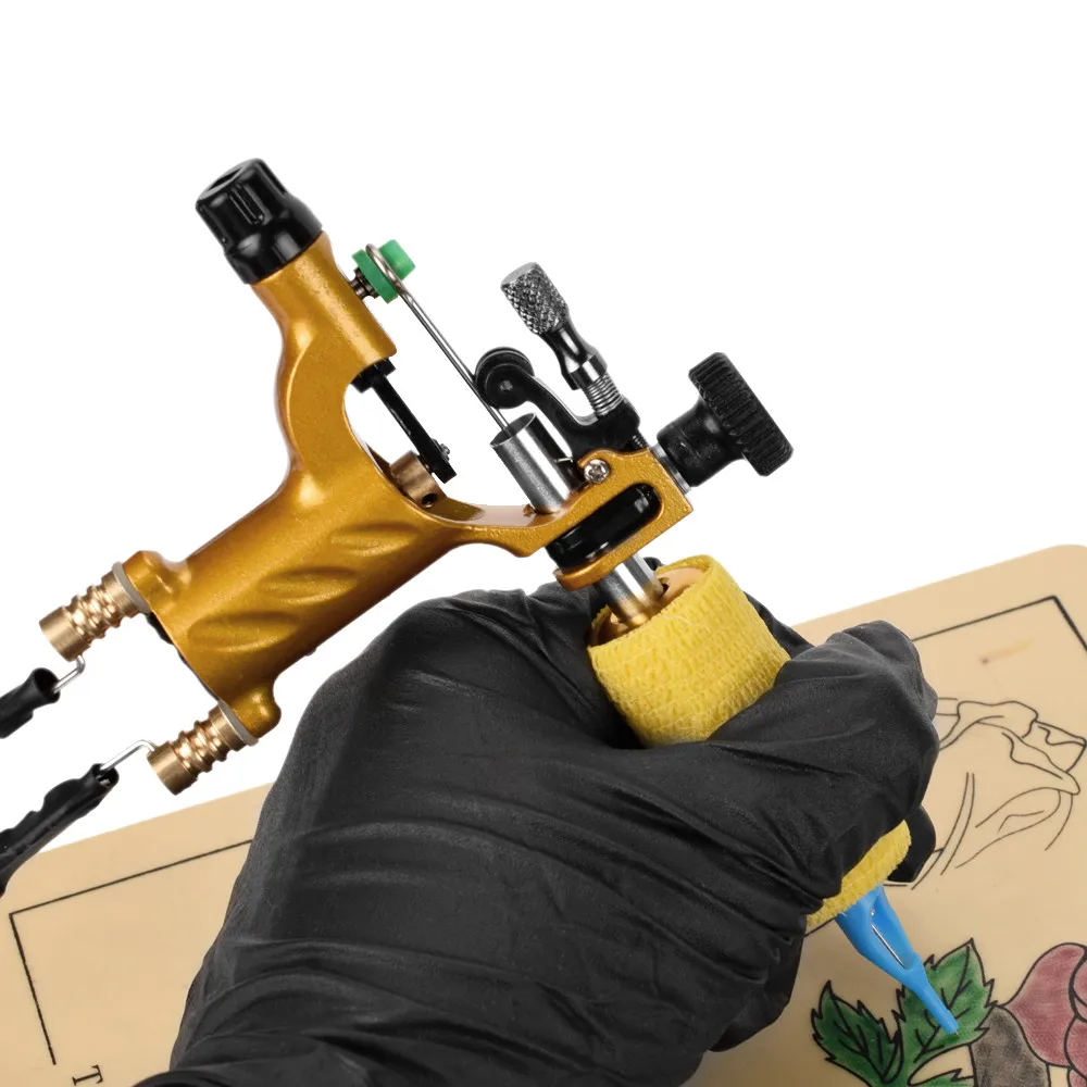 Tattoo Machine Set Gold not Completed Beginner tattoo Kit Professional Rotary Needle Elastic Self Adhesive Grip | Красота и здоровье
