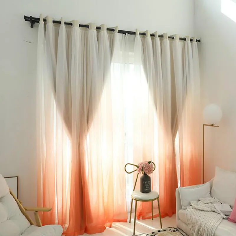 Двухслойная Изолированная занавеска для окна спальни с градиентом гостиной -