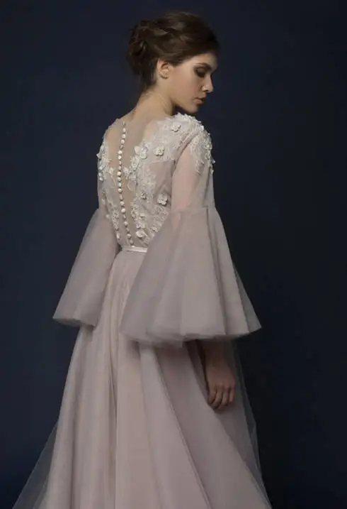 Элегантные фатиновые платья для выпускного вечера пыльно розового цвета с