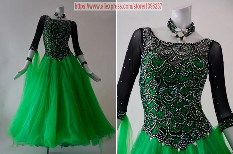 

Женское платье для бальных танцев, платье зеленого цвета для танго, фламенко, вальса, соревнований по индивидуальному заказу