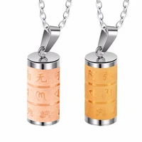 fashion buddhism unisex stainless steel mens womens cylinder necklace pendant memorial ash keepsake cremation jewelry