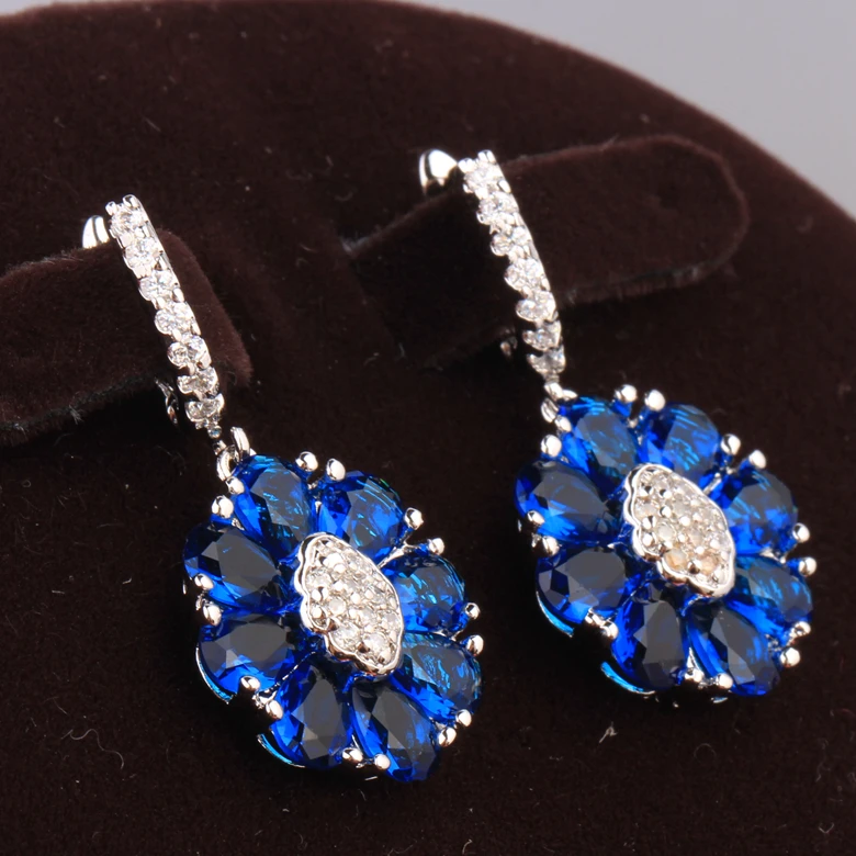 Специальное предложение синие посеребренные серебряные серьги подвески S5099|dangle