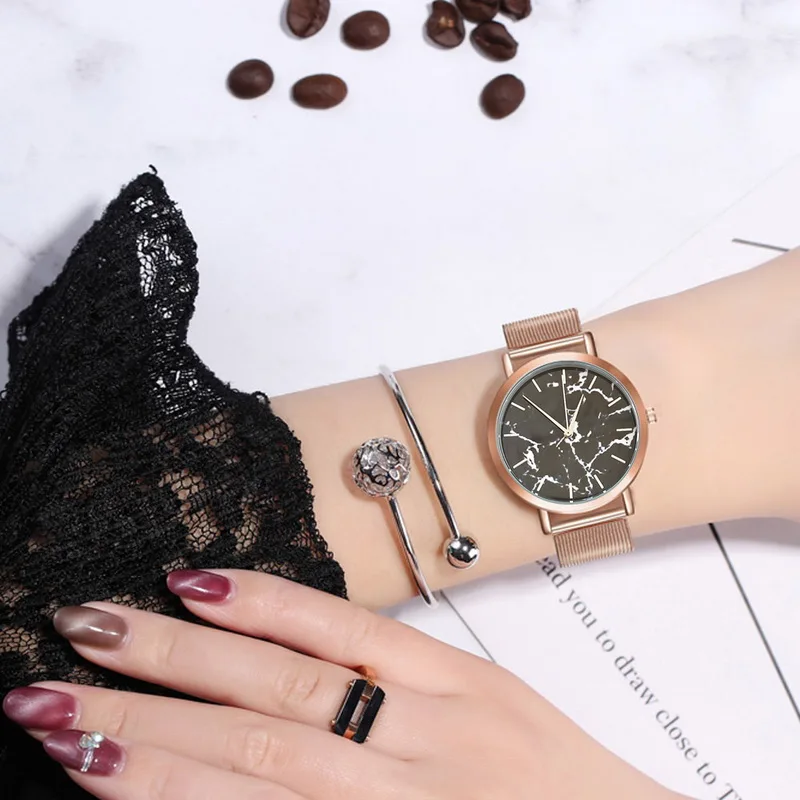 FUNIQUE Модные женские Ретро кварцевые часы из мраморного сплава подарки наручные