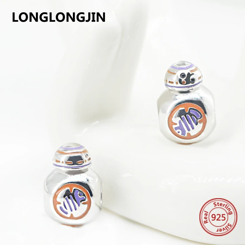 New arrival 925 sterling Silver color enamel robot Beads Fit original Pandora Charms Bracelet Pendant fine Jewelry accessories | Украшения