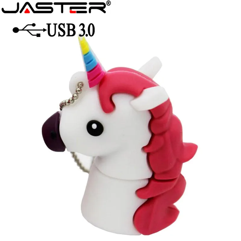 JASTER USB 3,0 мультяшный белый единорог стиль флеш-накопитель реальная емкость Милая лошадь 16 ГБ 32 ГБ 64 ГБ флеш-накопитель Usb флешка