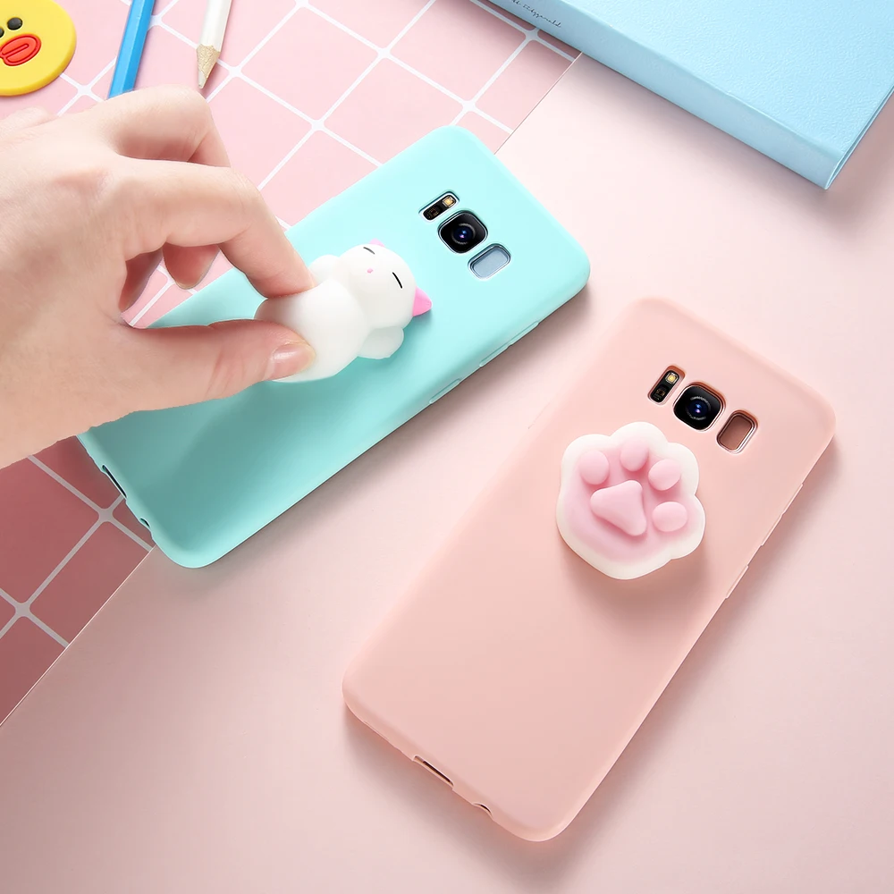 KISSCASE милый мягкий чехол с кошкой для Samsung S7 S6 Edge S8 plus милыми животными телефона Note 8