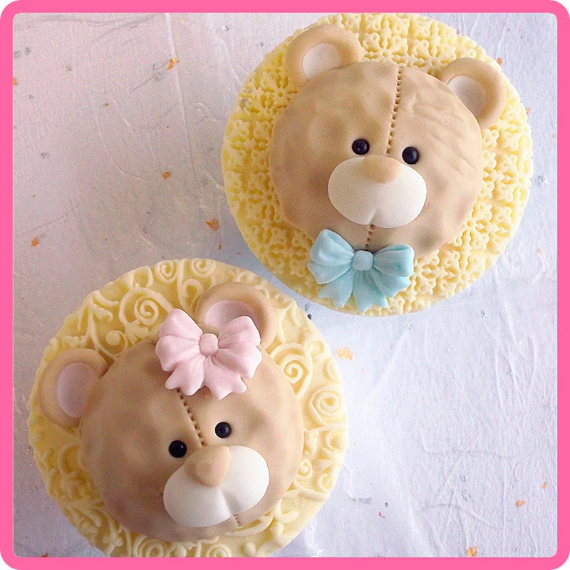 Силиконовая форма для лица с милым мультяшным медведем помадка пудинг печенье