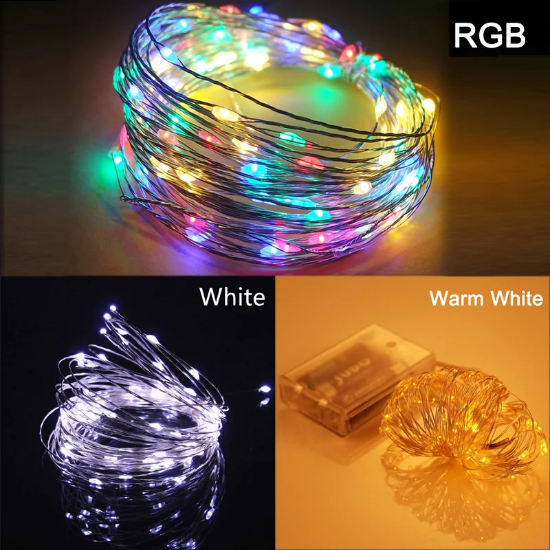 Рождественская гирлянда с 10 100 светодиодами 1/2/5/10 м|battery operated|10m 100ledled string rgb |