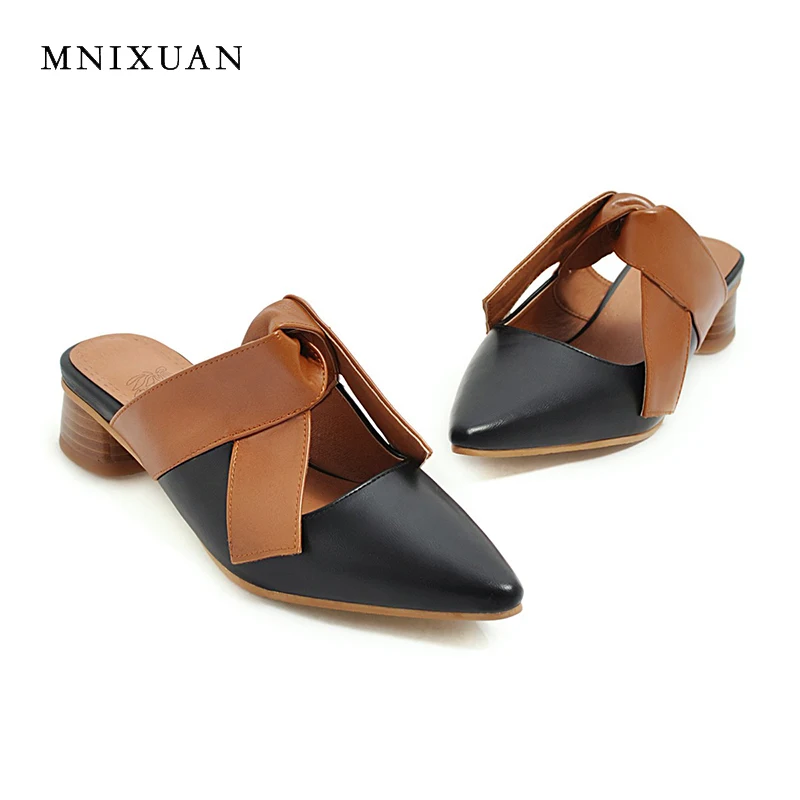 Удобные женские мюли MNIXUAN для улицы с закрытым носком новинка 2019 острым на
