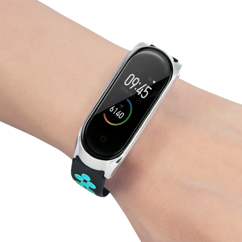 YUEDAER Двойной Цветной силиконовый ремешок для Xiaomi mi Band 4 аксессуары для браслетов TPU Wacthband для mi Band 4 металлическая рамка чехол