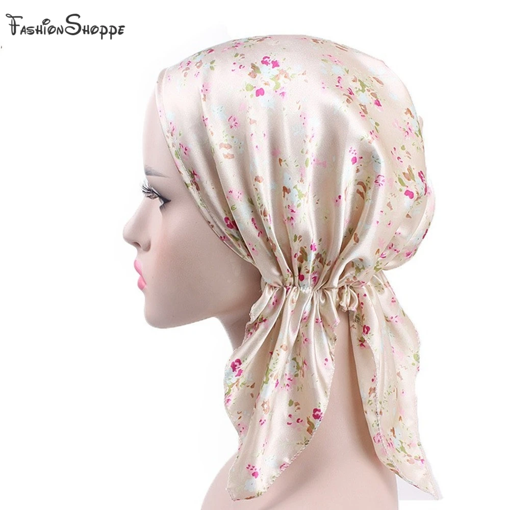 Женская атласная шапка тюрбан мягкая гладкая регулируемая Шапка атласный