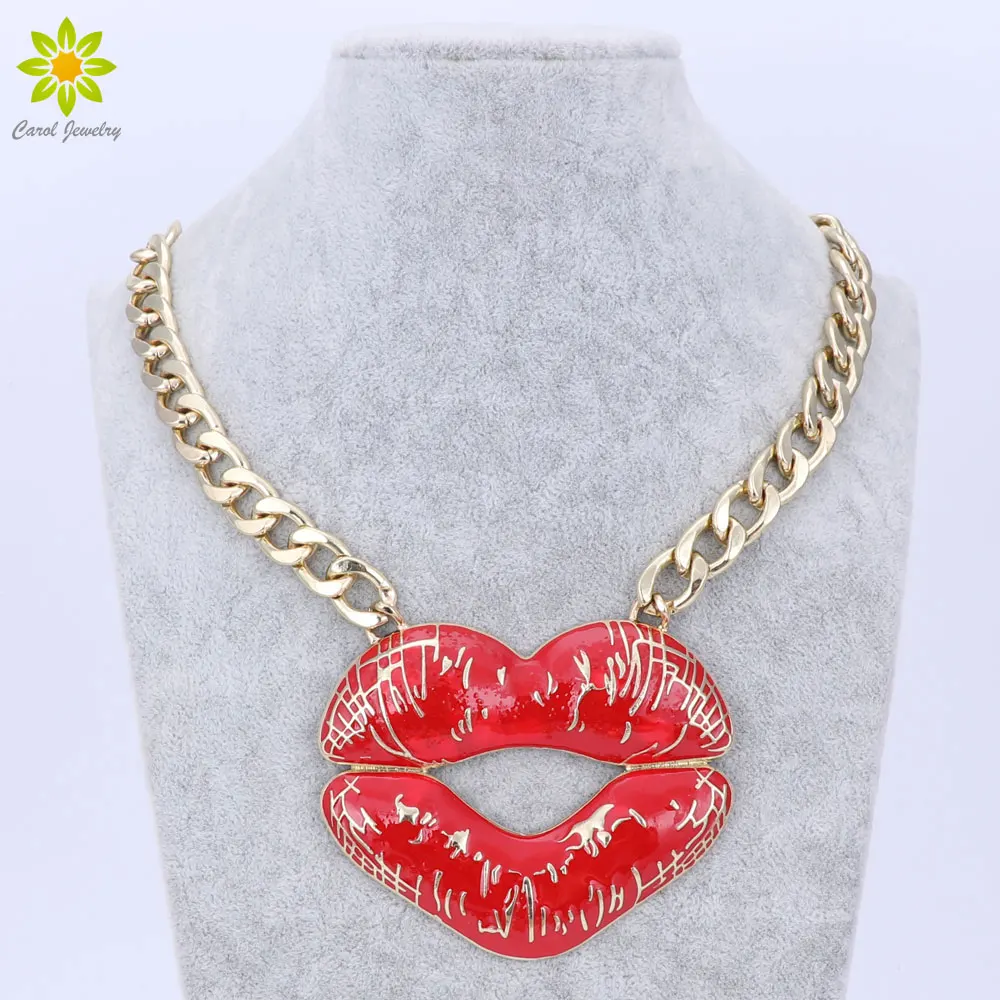 Панк сексуальные красные губы рот чокер кулон ожерелье женщин хип хоп ювелирные