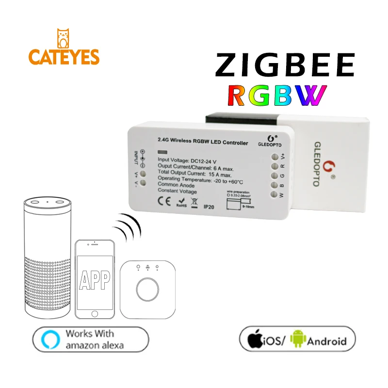 Световая лента Zigbee zll регулятор ярсветильник сти RGBW CCT и RGB CW DC 12 В 24 совместима с