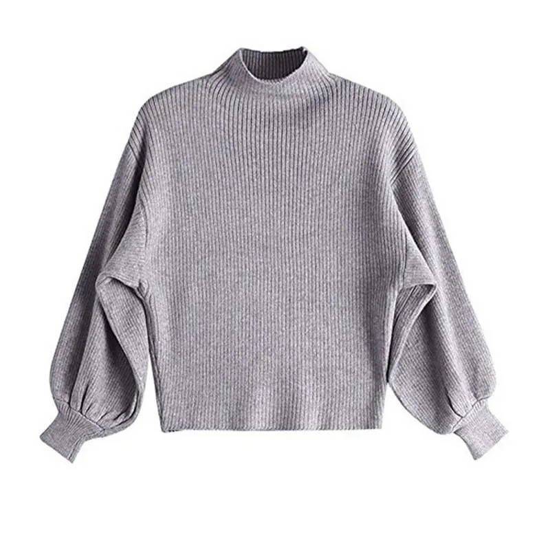 Venlilulu Autumn Winter Turtleneck Sweater Women Puff Sleeve Female Pullover Loose Knitted Lantern Sweaters Tops | Женская одежда